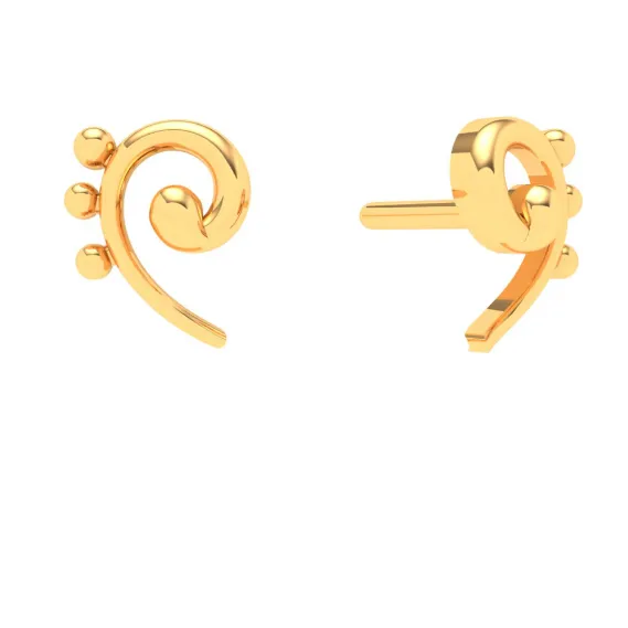 22KT Unique Kolka Shape Three Dots Gold Stud Earrings From Goldlites Collection
