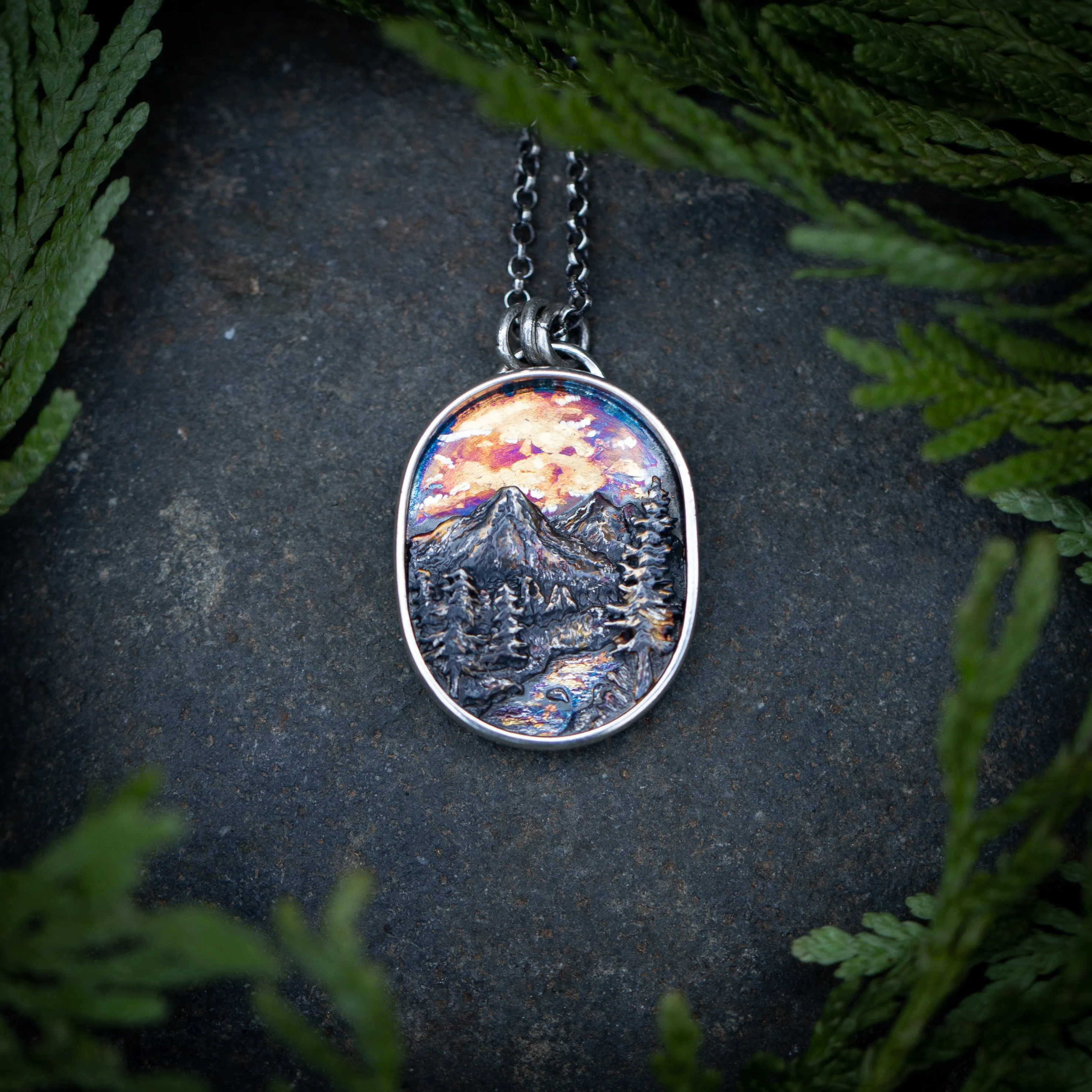 Abundance II- River Valley Sterling Silver and 24k Gold Sunset Pendant