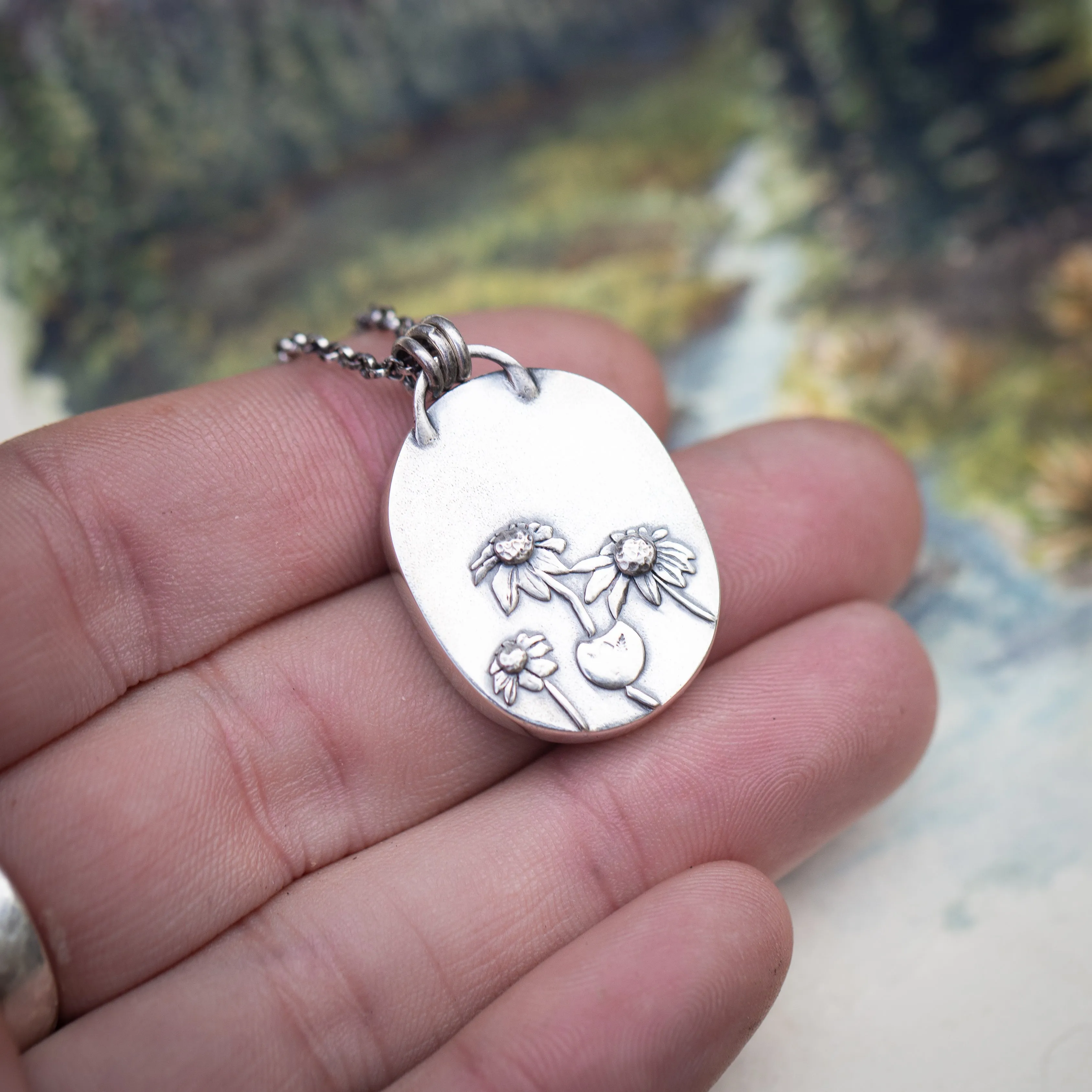 Abundance II- River Valley Sterling Silver and 24k Gold Sunset Pendant