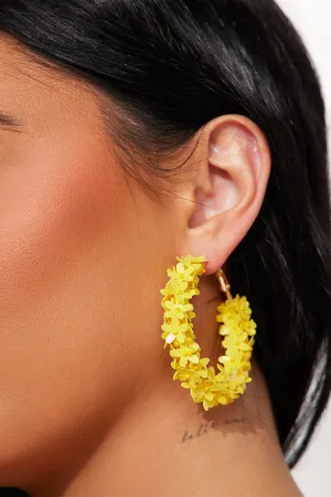 All About Flowers Hoop Earrings - Yellow