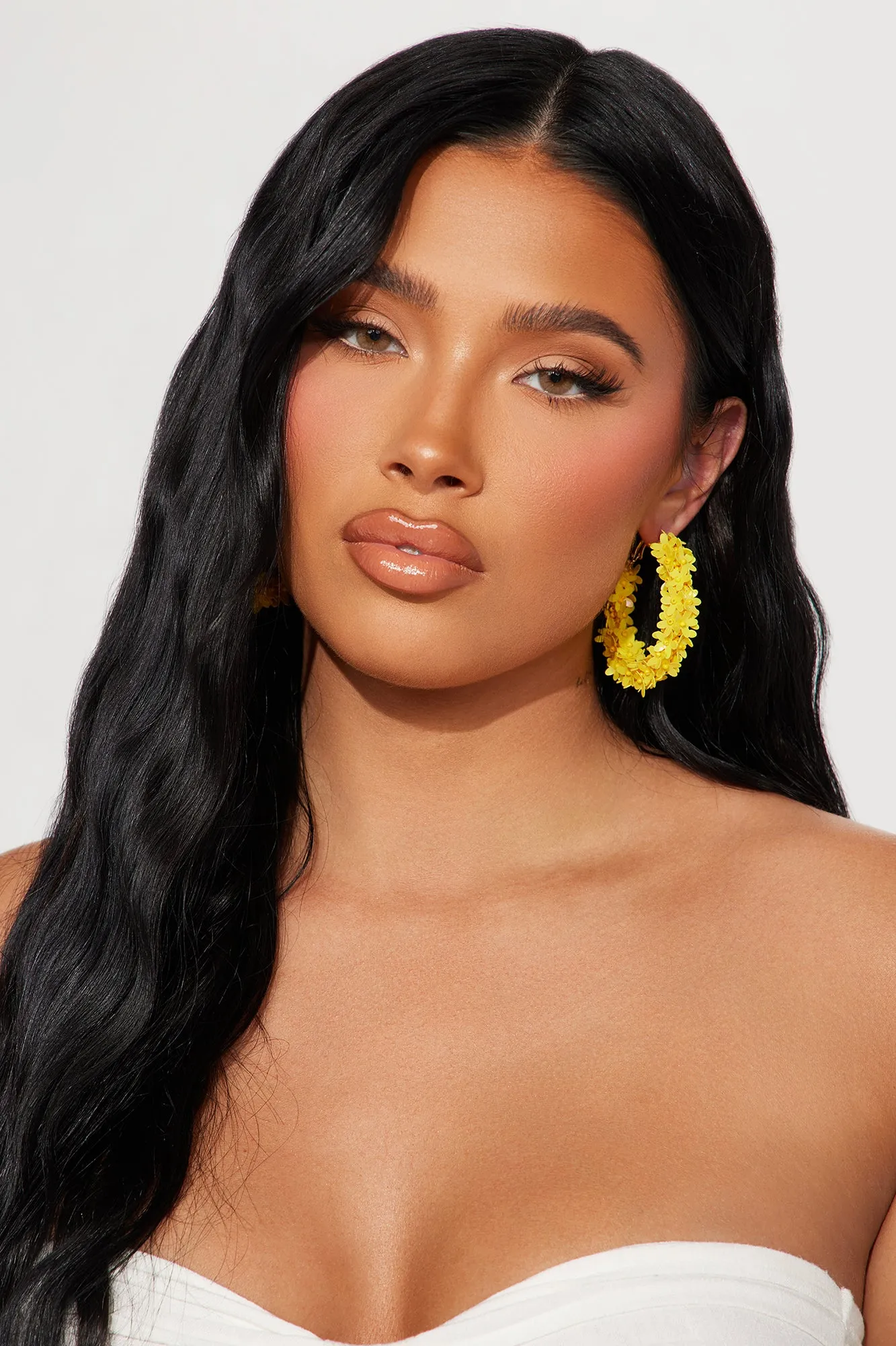 All About Flowers Hoop Earrings - Yellow
