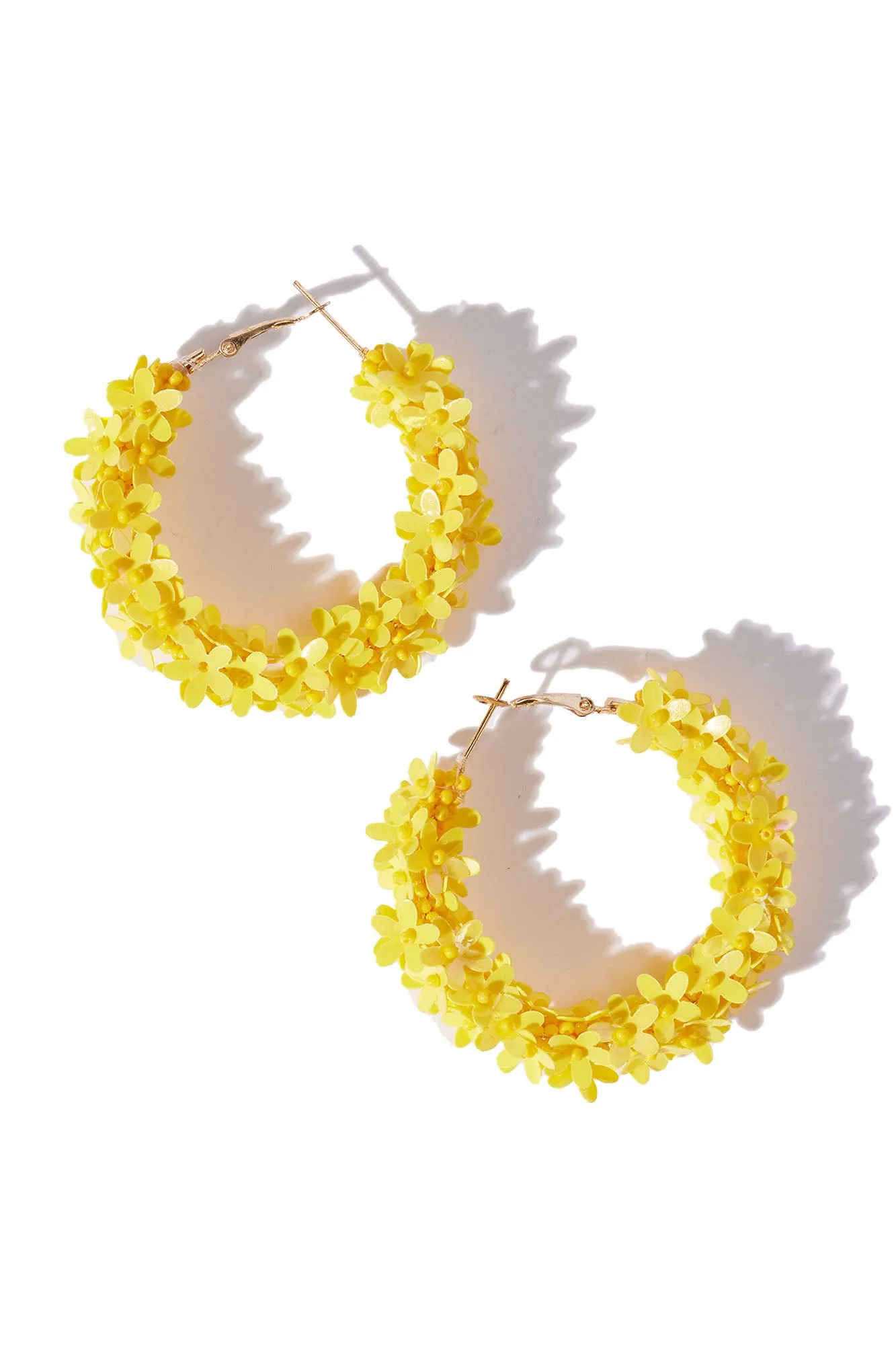 All About Flowers Hoop Earrings - Yellow