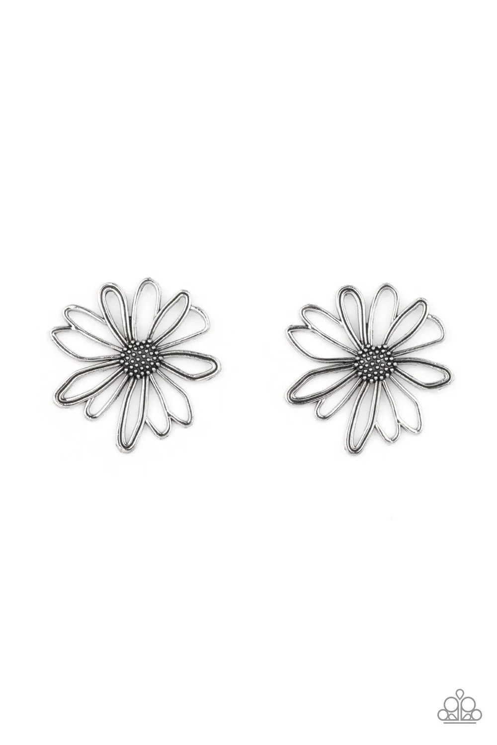 Artisan Arbor Silver Flower Post Earrings - Paparazzi Accessories