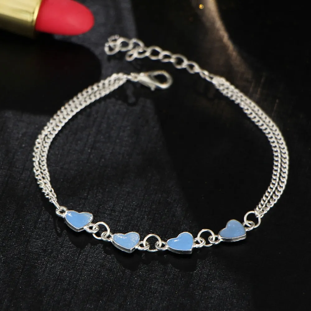Bohemia Luminous Heart Pendant Anklets