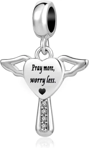 Christian Heart Cross Charms for Bracelets Compatible with Pandora Bracelets God Prayer Beads Religious Bible Charm for Women