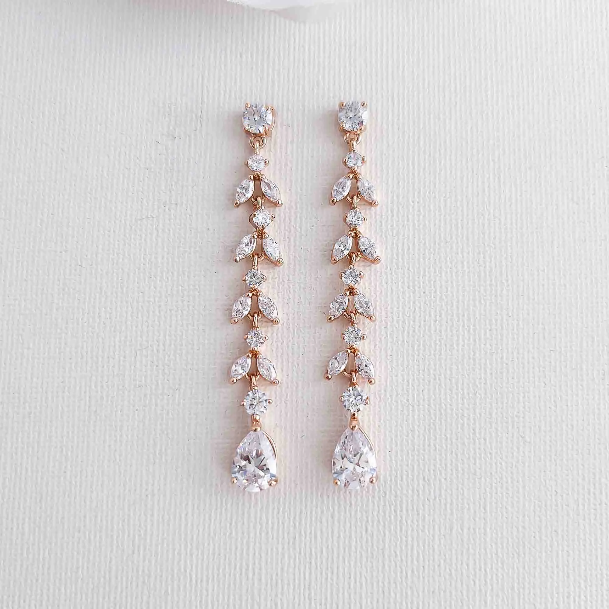 Delicate Earrings and Necklace Set for Wedding in Rose Gold-Miranda