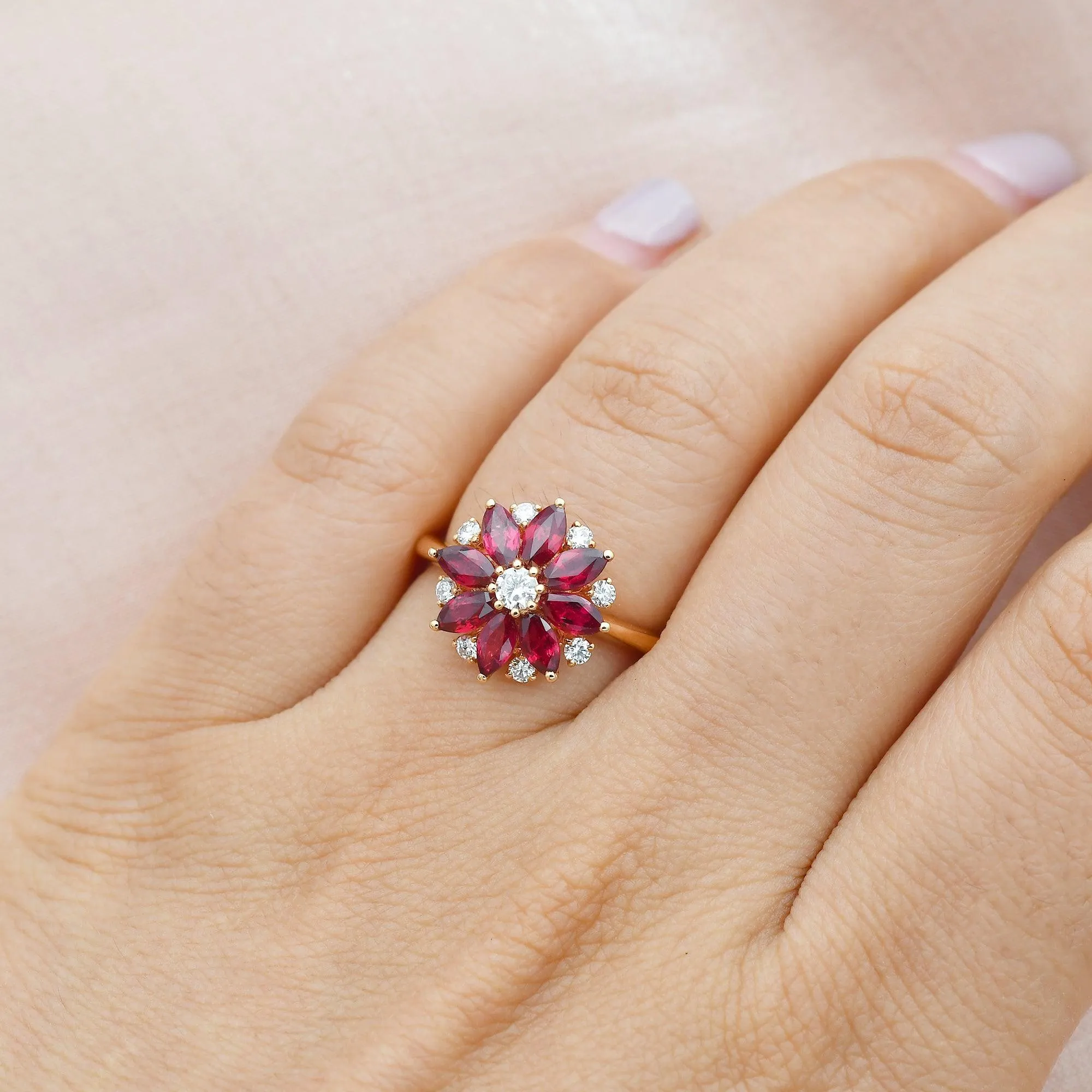 Floral Inspired - Black Gold Natural Ruby Ring