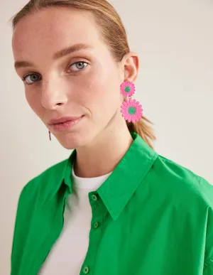 Floral Lace Earrings-Pink