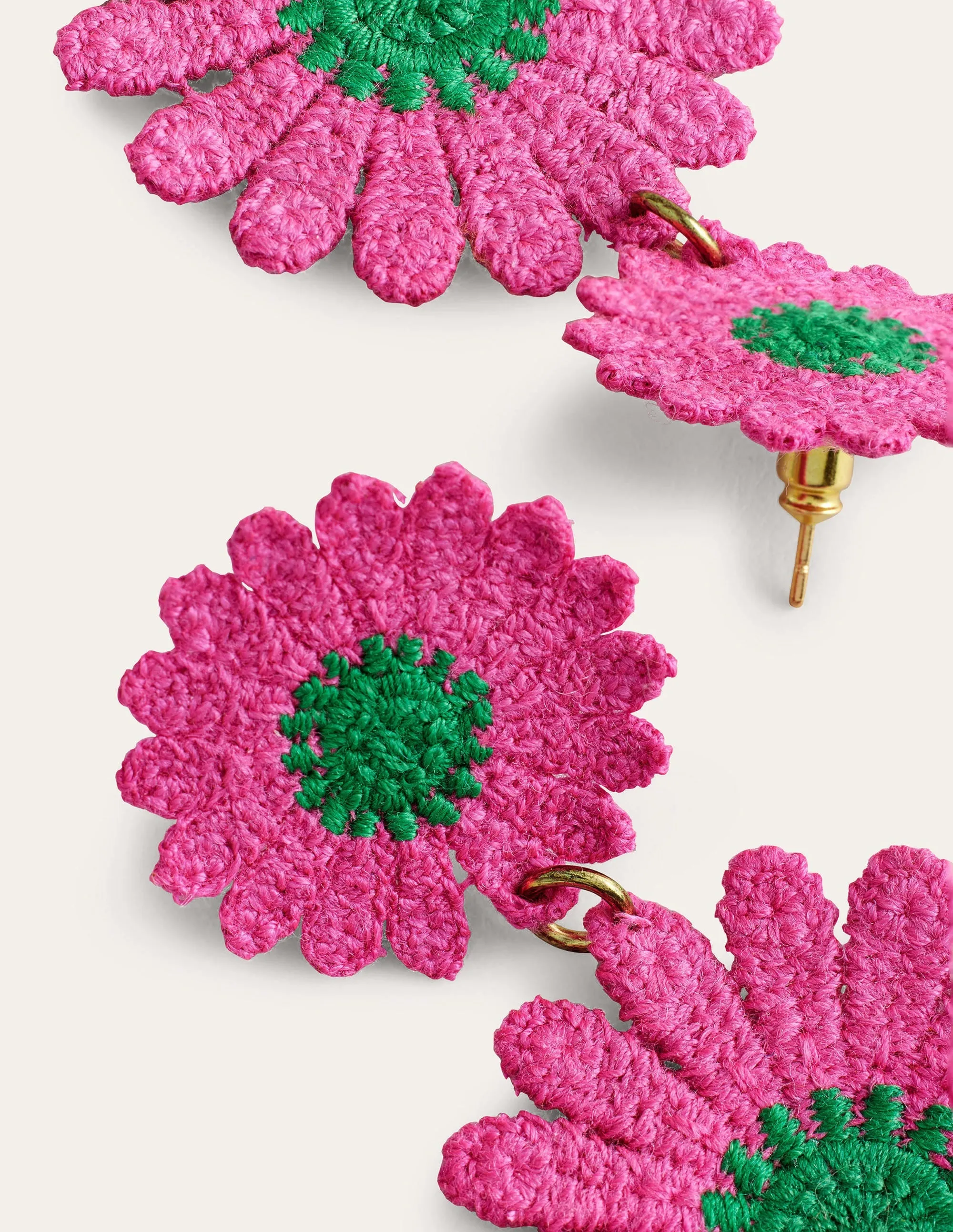 Floral Lace Earrings-Pink