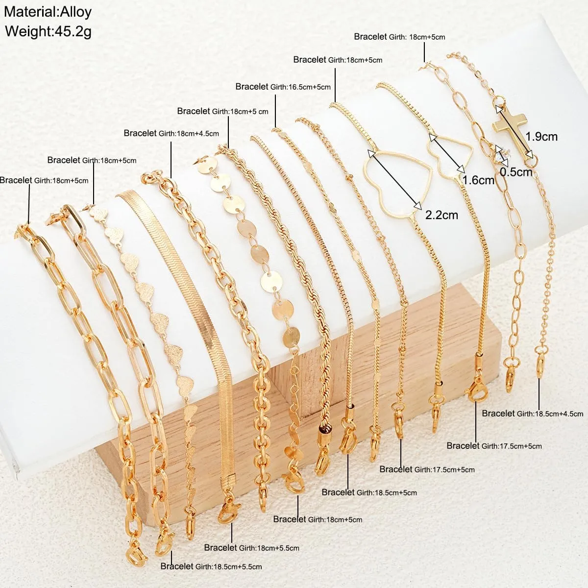 Gold Stack Bracelets for Women Gold Jewelry Set Trendy Delicate 14k Gold Plated Stack Bracelets Chain Bracelets Set Lovely Paperclip Link Bracelet Pack Stack Gold Jewelry