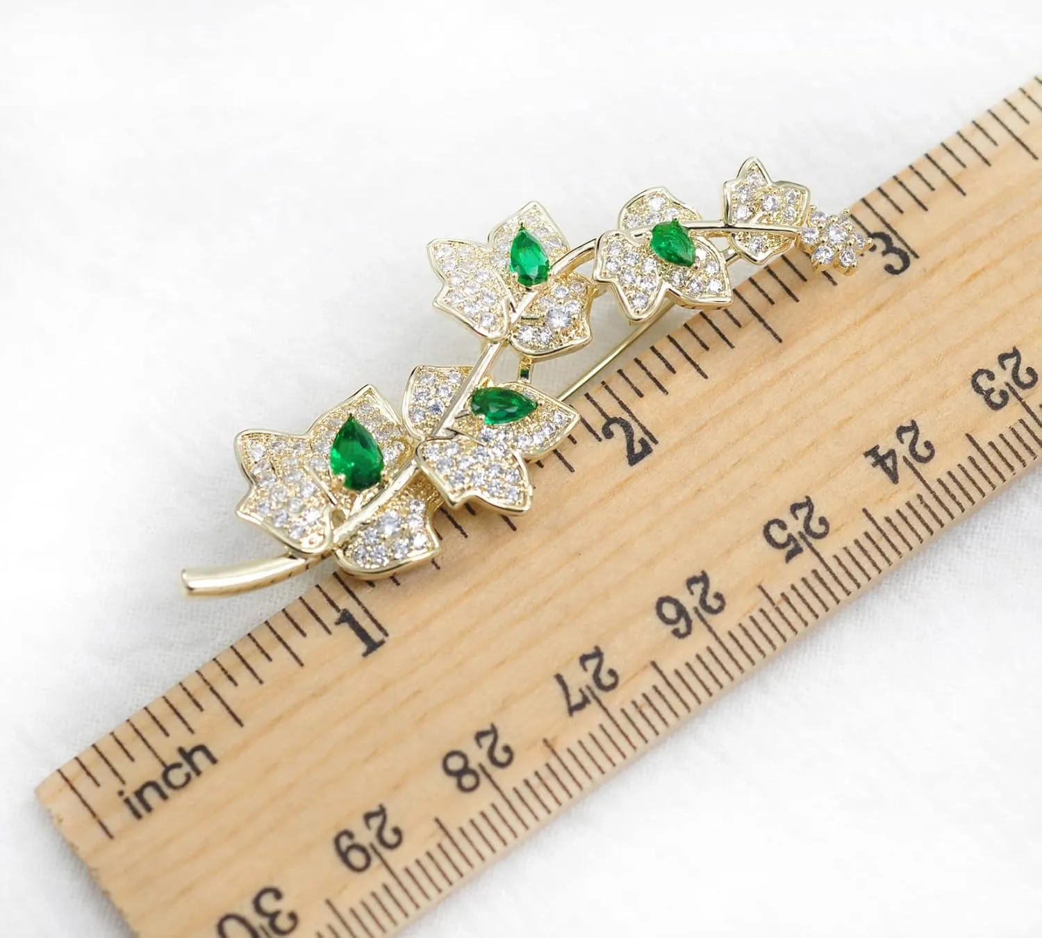 Gyn&Joy Cubic Zirconia Wedding Floral Leaf Brooch
