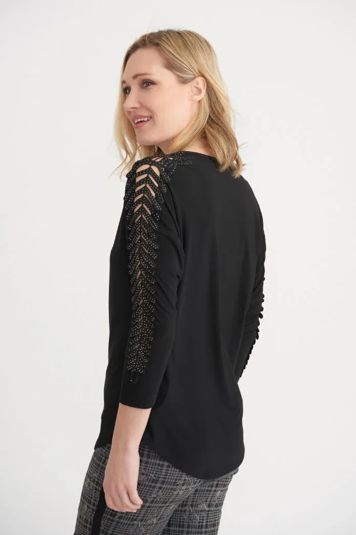Joseph Ribkoff Long Sleeved Open Leaf Patterned Style 203386