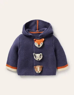 Knitted Jacket-Starboard Blue Animals