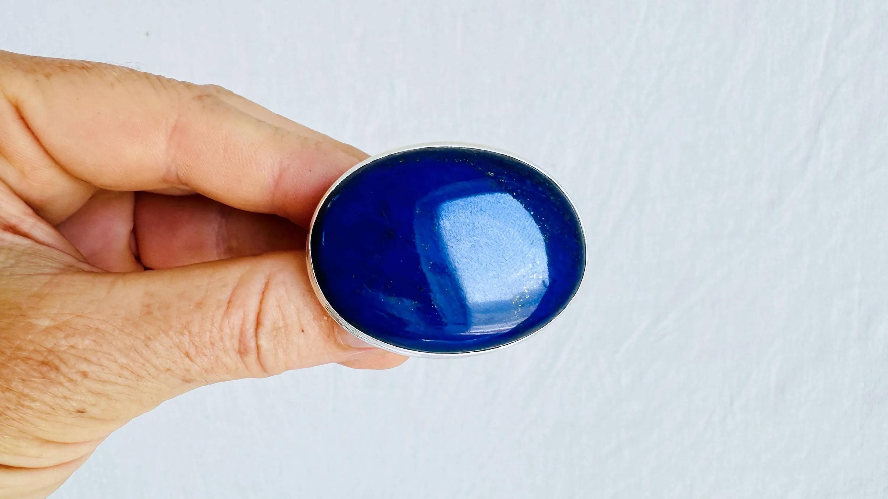 Lapis Lazuli Silver Ring. Adjustable. Sterling Silver. 0701