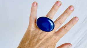 Lapis Lazuli Silver Ring. Adjustable. Sterling Silver. 0701