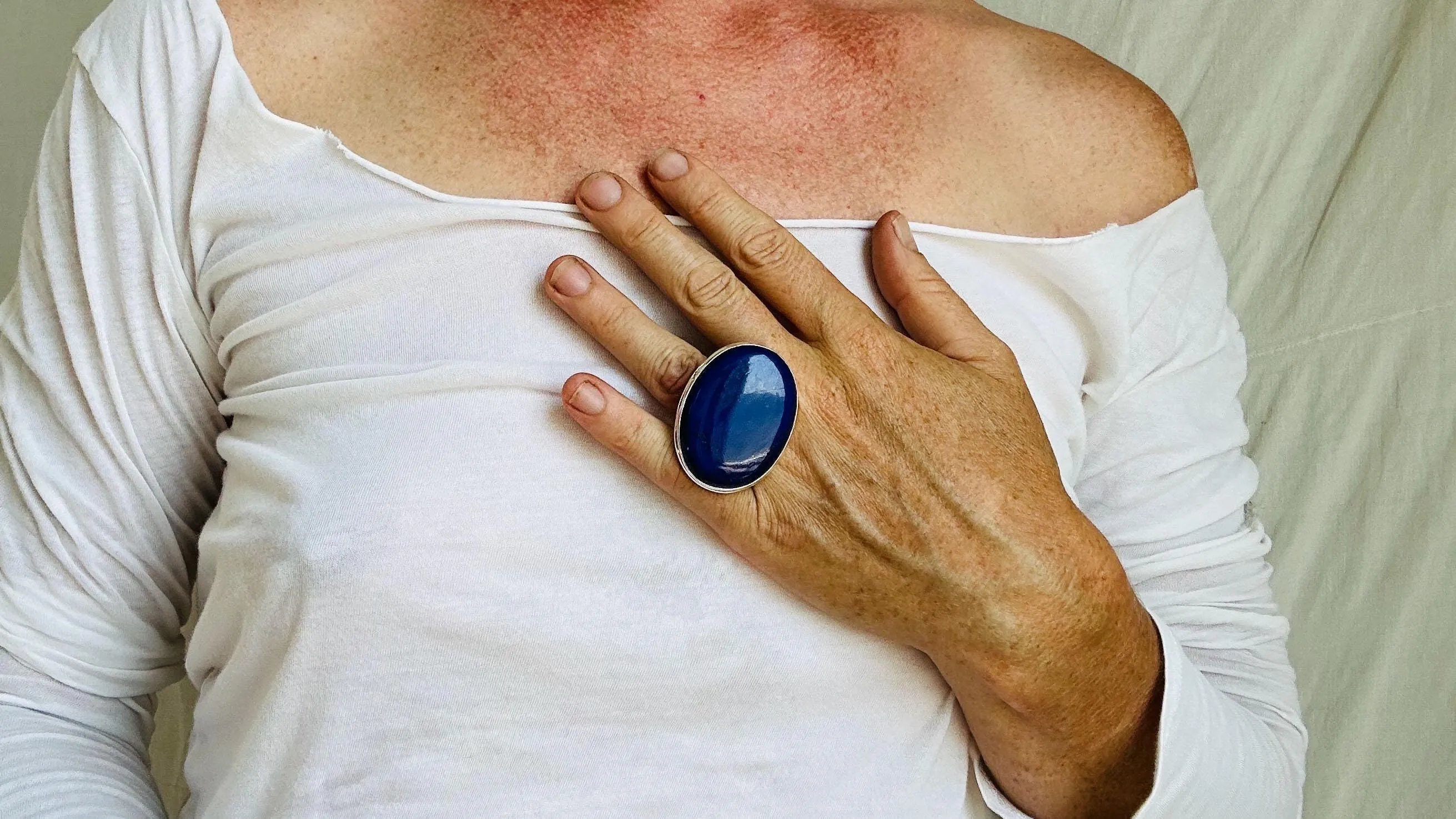 Lapis Lazuli Silver Ring. Adjustable. Sterling Silver. 0701