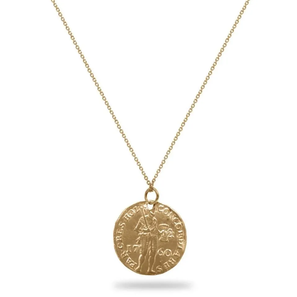 Large Gold Warrior Coin Necklace