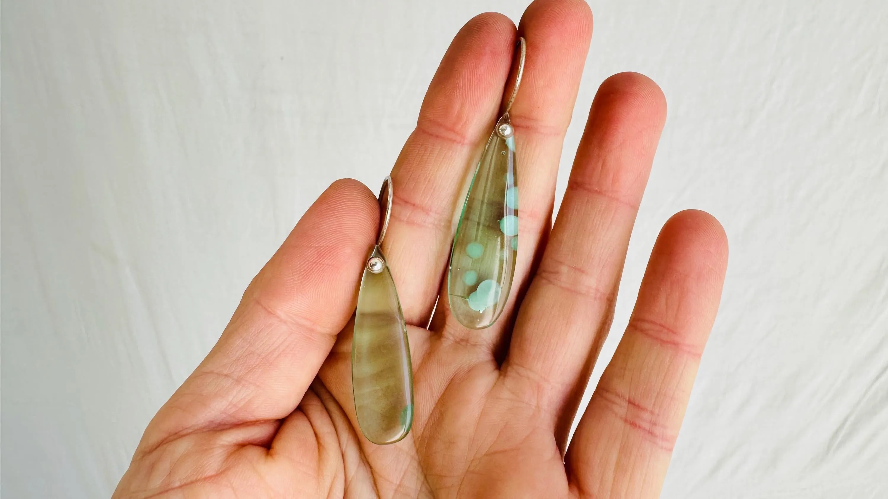 Melting Quartz Crystal Earrings. Asymmetrical Sterling Silver Jewelry. 2703