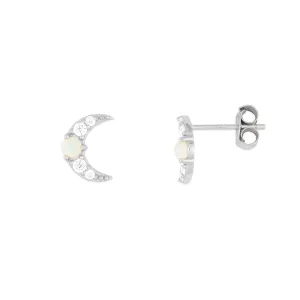 Opal Moon Studs - Silver