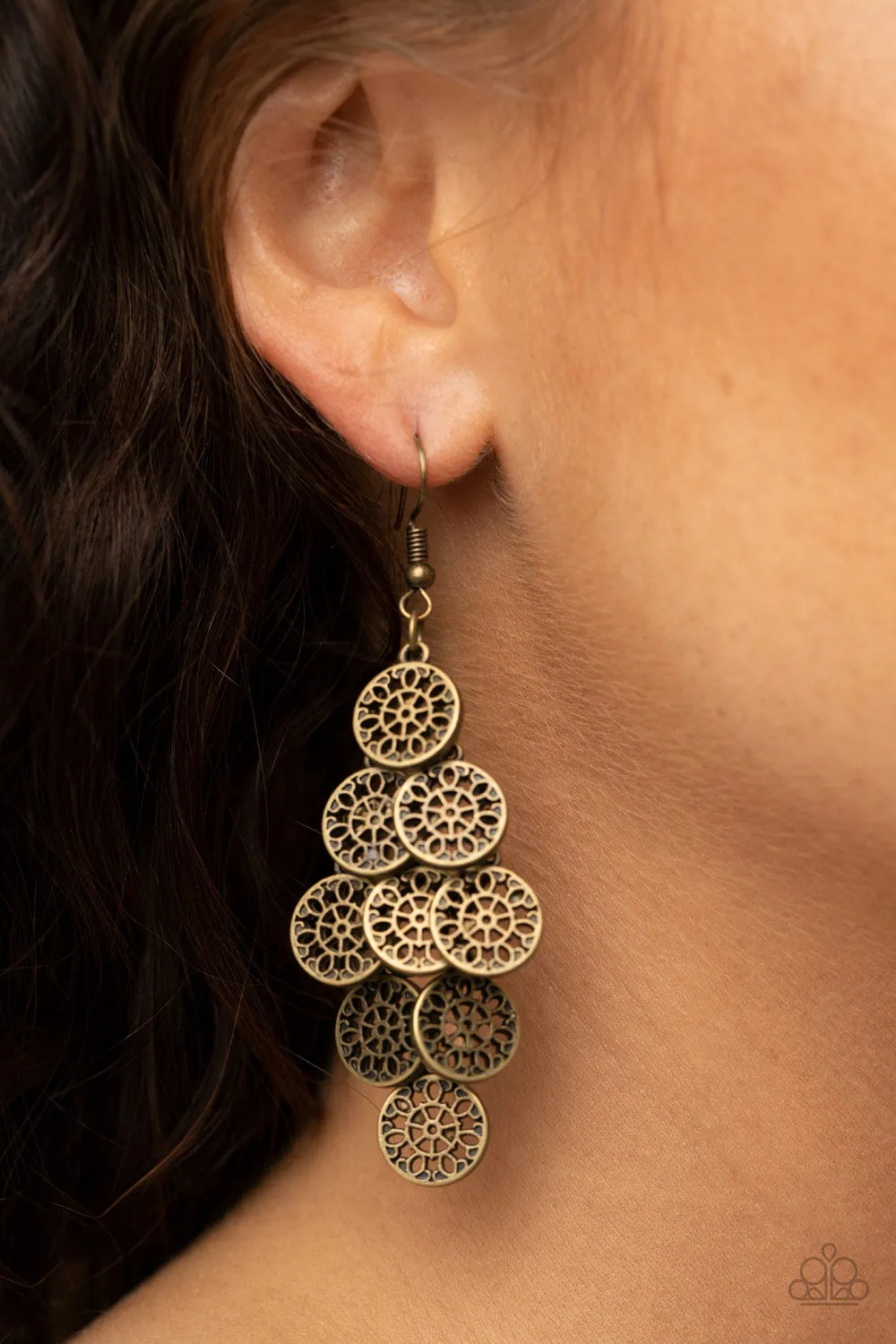 Paparazzi Earring ~ Blushing Blooms - Brass