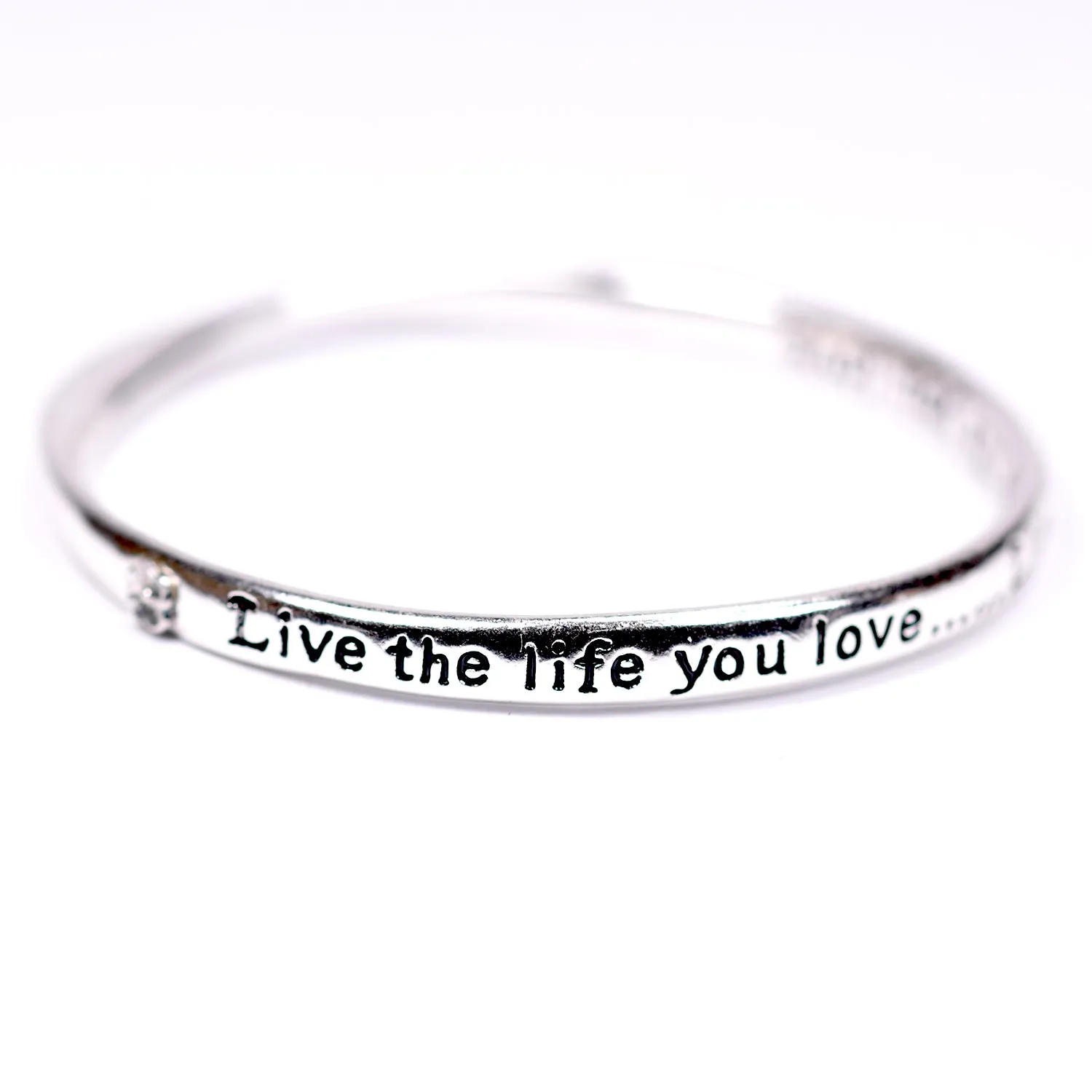"Live the life you love" word bangle