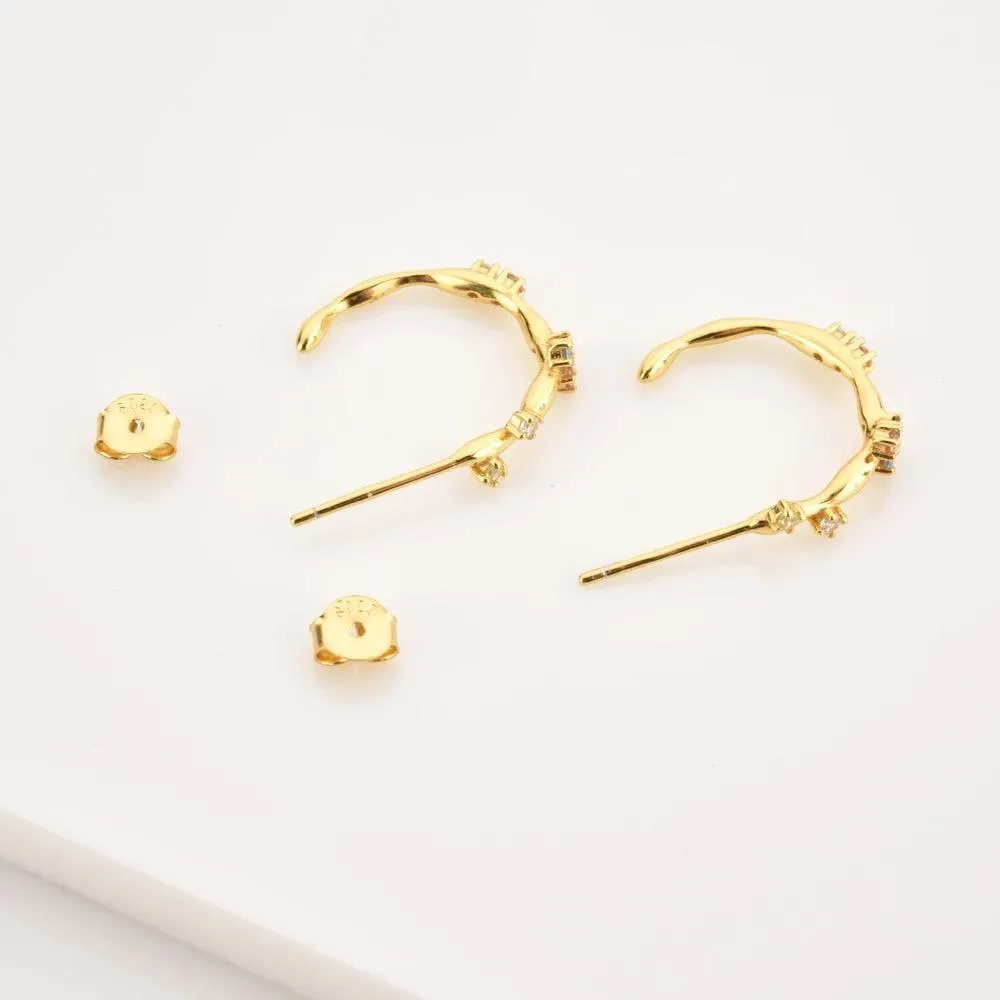 Rainbow Gold Hoops Delicate Sparkle