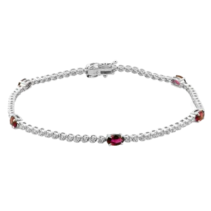 Ruby Color Bracelet in 18k Gold with Diamonds