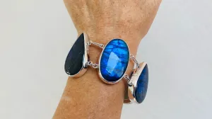 Sterling Labradorite Bracelet. Beautiful Blue Flash. 0358