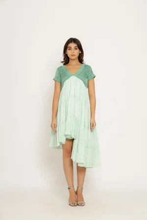 Teal-Tea Green Asymmetrical Dress