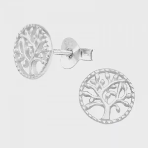 Tree of Life Silver Stud Earrings