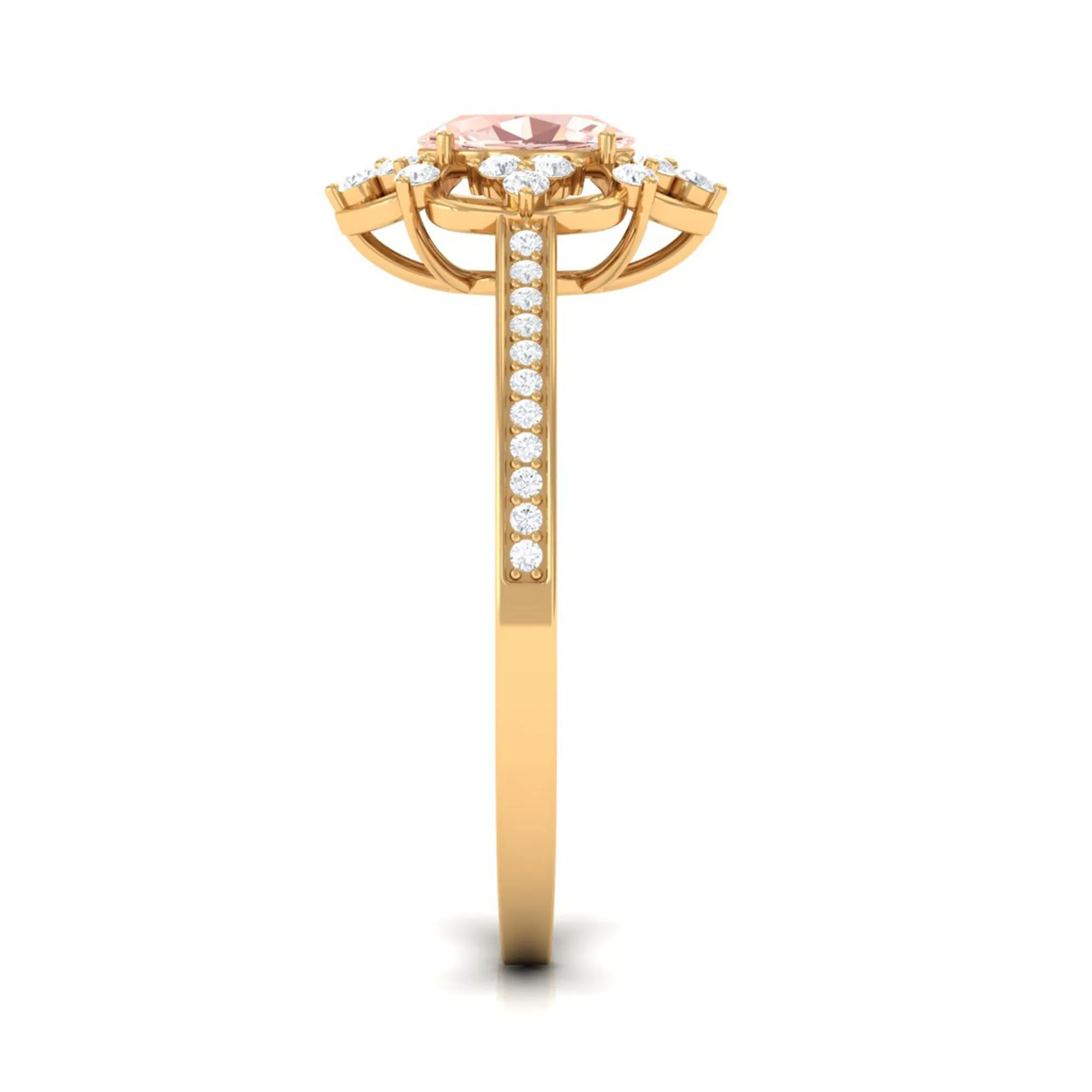 Vintage Inspired Morganite Floral Engagement Ring with Diamond