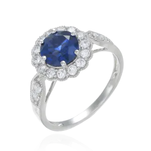Vintage Inspired Ring in Blue Sapphire